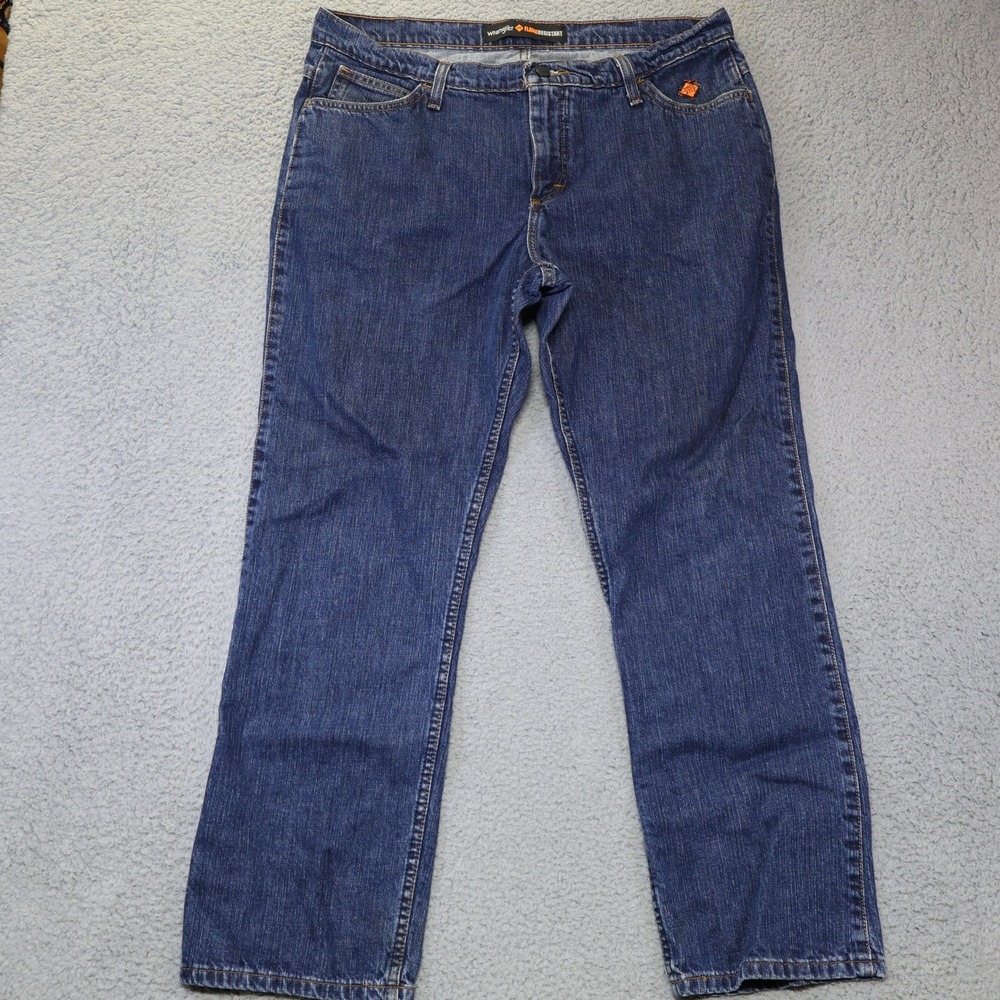 Wrangler FR Flame Resistant Jeans Mens 37x29 Dark Wash HRC2 2112 FRW10DD Denim